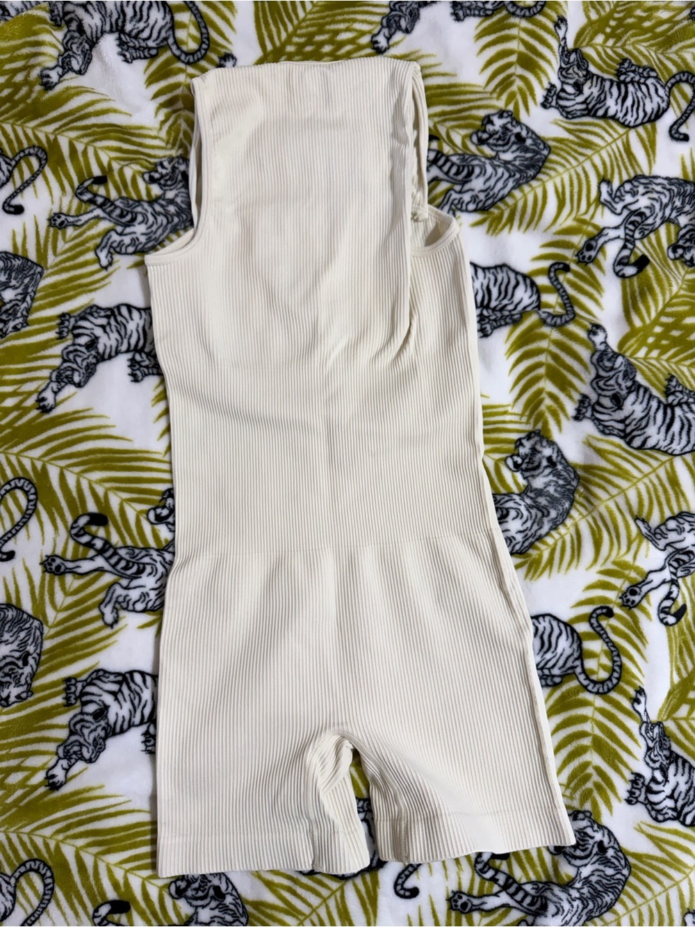 OGG Cream Ribbed Stretch Romper - Picture 2 of 3